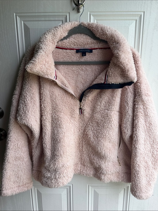 Tommy Hilfiger Jackets & Blazers - Tommy Hilfiger Blush Pink Teddy Cozy Sherpa Quarter Zip Pullover Size Large